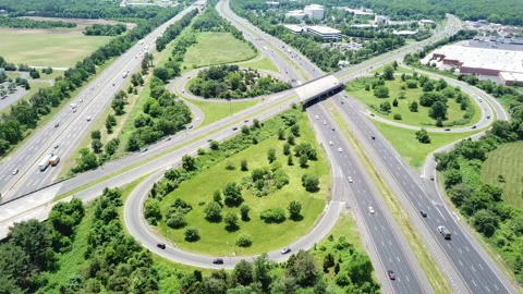 Aerial view of a big highway Stock Footage 132376310