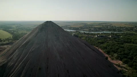 Aerial view of big mountain. Mining of natural resources 4K Stock Footage 204976405