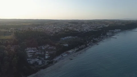 Aerial view. Big resort complex located by the coast of Mediterranean Sea. 4K Stock Footage 116983151