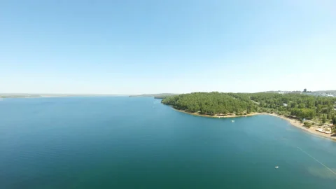 Aerial view of a big river. Drone flies forward Stock Footage 102716207