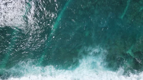 Aerial view of big turquoise waves of Indian ocean in Maldives Stock Footage 243960259