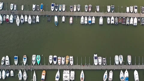 Aerial view of the biggest marina in Espoo, Finland. Stock Footage 157882353