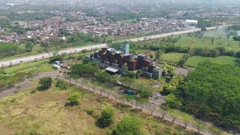 Aerial view of Binus Malang campus in East Java, Indonesia. Stock Footage 340632536