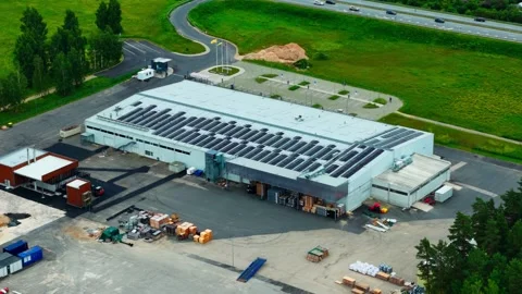 Aerial View Of Birch Plywood Processing Factory In Saulkalne Latvia Stock Footage 340984494