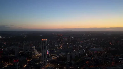 Aerial view Birmingham Sunset Stockbeeldmateriaal 325783341