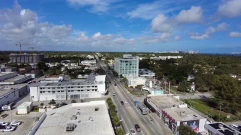 Aerial view of Biscayne Boulevard at 79th street. Stock Footage 229402741