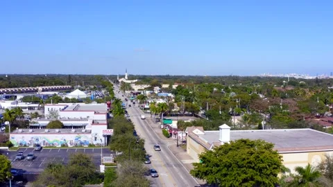 Aerial view of Biscayne Boulevard at 83rd street in Miami Stock Footage 229805463