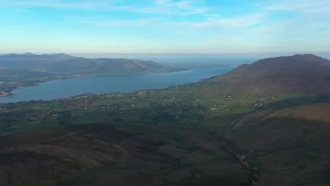 Aerial View from Black Mountain, Cooley Mountains, County Louth, Ireland Stock Footage 312055556