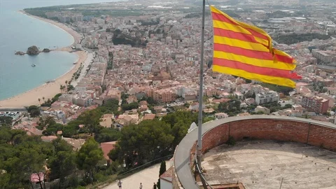 Aerial View Of Blanes Costa Brava Spain Stock Footage 113458047