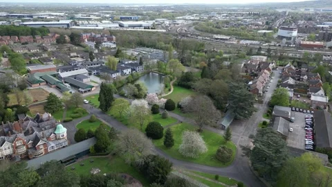 Aerial view of Bletchley Park, site of Allied code-breaking during WWII, UK. Stock Footage 273834183