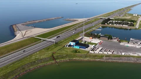 Aerial View of Blue Energy Project at the Afsluitdijk Stock Footage 337779753