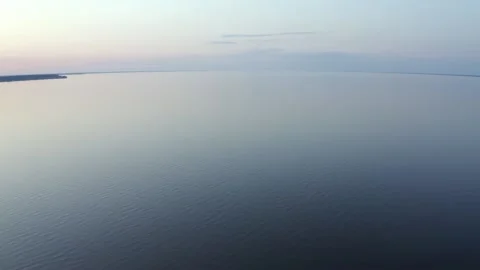 Aerial view of blue river, big blue lake Stock Footage 234228396