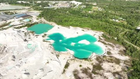 Aerial View of Blue Tin Mining Lake in Belitung Indonesia Video stock 327844102