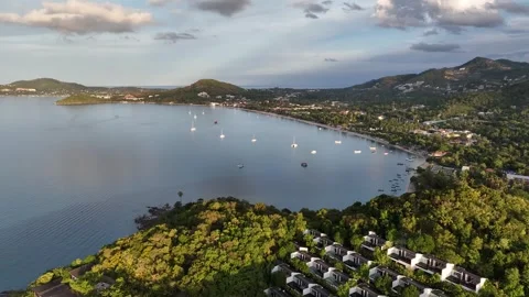 Aerial view of Bo Phut Beach of Koh Samui Thailand Stock Footage 266792953