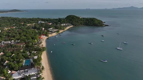Aerial view of Bo Phut Beach coastline of Koh Samui Thailand Video stock 266794504