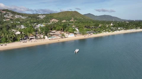 Aerial view of Bo Phut Beach coastline of Koh Samui Thailand Stock Footage 266794653