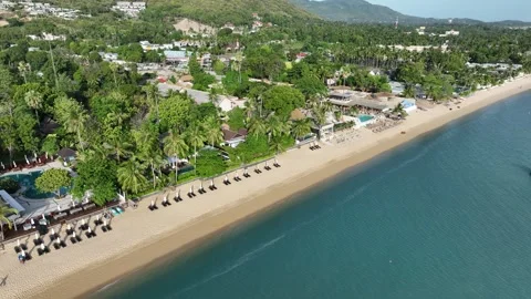 Aerial view of Bo Phut Beach coastline of Koh Samui Thailand Stock Footage 266794760