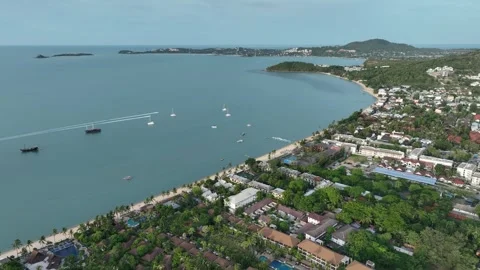 Aerial view of Bo Phut Beach in Koh Samui Thailand Stock-Footage 266796728
