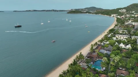 Aerial view of Bo Phut Beach in Koh Samui Thailand Stock Footage 266796773