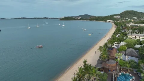 Aerial view of Bo Phut Beach in Koh Samui Thailand Stock Footage 266796948