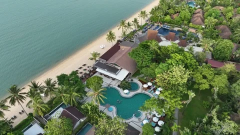 Aerial view of Bo Phut Beach in Koh Samui Thailand Stock Footage 266797222