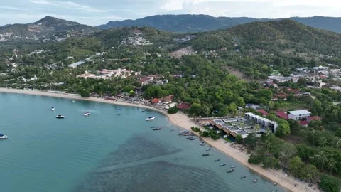 Aerial view of Bo Phut Beach in Koh Samui Thailand Stock Footage 266797617