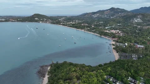 Aerial view of Bo Phut Beach in Koh Samui Thailand Stock Footage 266797891