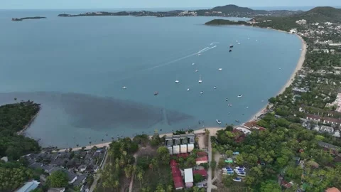 Aerial view of Bo Phut Beach in Koh Samui Thailand Vídeo Stock 266798621