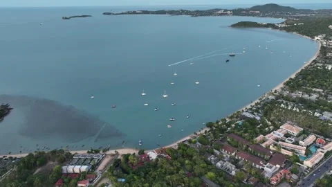 Aerial view of Bo Phut Beach in Koh Samui Thailand Stock Footage 266798640