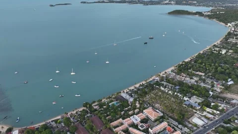 Aerial view of Bo Phut Beach in Koh Samui Thailand Stock Footage 266798645