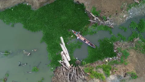 Aerial view of a boat Video stock 255350132
