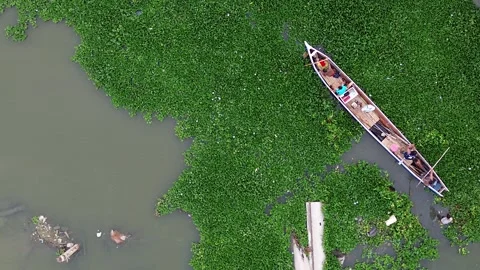 Aerial view of a boat Video stock 255351793