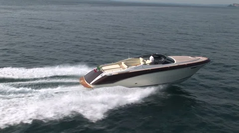 Aerial view of boat navigating  Stock Footage 41685069