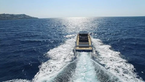 Aerial view of a boat navigating. Stock Footage 121249249