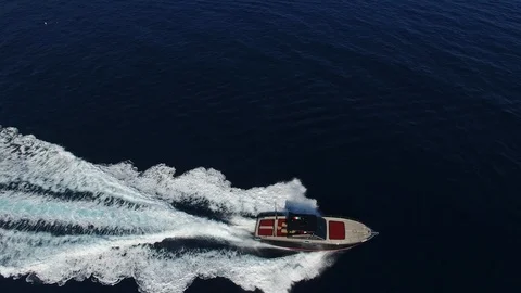 Aerial view of a boat navigating. Stock Footage 122986488