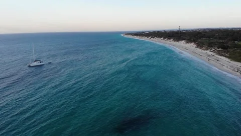 Aerial view of a Boat in the Ocean Stock Footage 138336589