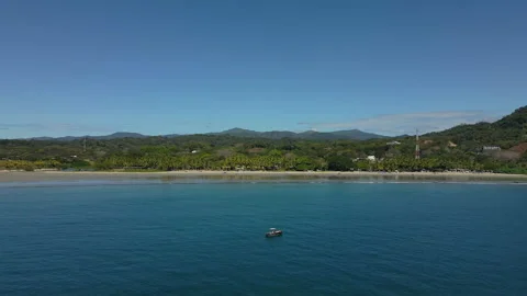 Aerial View of Boat At Samara Beach, Costa Rica Stock Footage 147476352