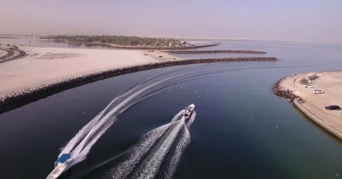 Aerial View Of boats passing by. Video stock 80402873