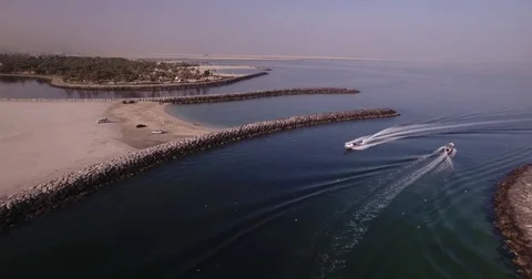 Aerial View Of boats passing by. Stock Footage 80402940