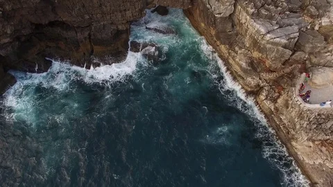 Aerial view of Boca do Inferno, Hell's Mouth, Cascais, Portugal Stock Footage 75621993