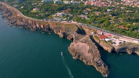 Aerial view of Boca do Inferno Hell's Mouth Cascais Portugal 4K drone Stock Footage 84652991