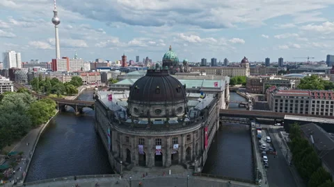 Aerial view of Bode Museum , Berlin , Germany Vídeo Stock 248371022