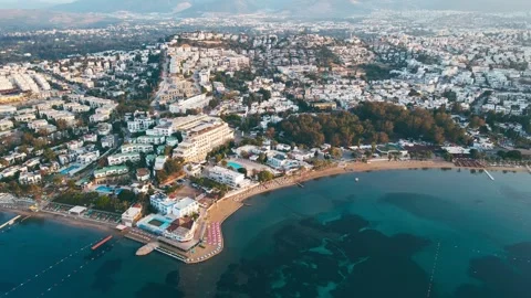 Aerial view of Bodrum, city on the Bodrum Peninsula, Turkey Stock Footage 243219760