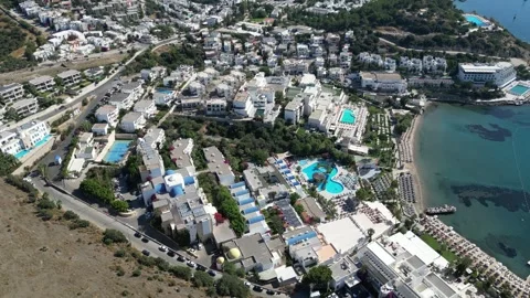 Aerial view of Bodrum coastline, Bodrum, Mugla, Turkey. Stock Footage 319290049