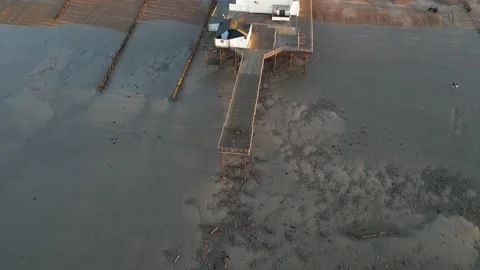Aerial view of Bognor Regis pier on the seafront of Bognor in west Sussex Stock Footage 238756769