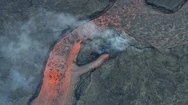 Aerial View Of Boiling Volcano Red Hot Liquid Stock Footage