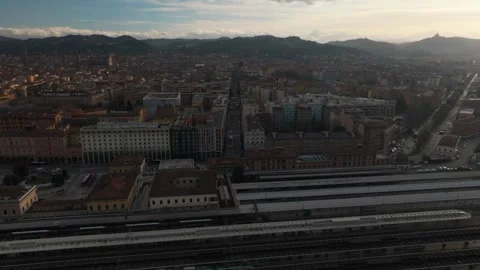 Aerial view of Bologna central train station Stock Footage 336674292