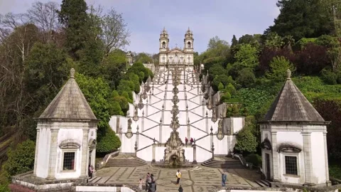 Aerial View of Bom Jesus do Monte Sanctuary, Braga, Portugal Stock Footage 305469532
