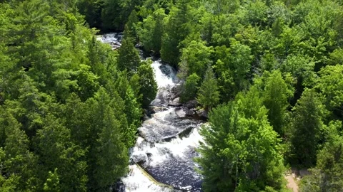 Aerial View of Bond Falls, Wisconsin Stock Footage 283991653