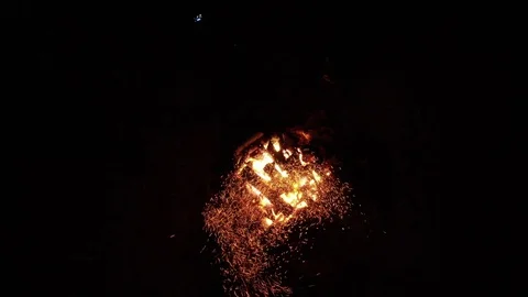 Aerial View of Bonfire Stock Footage 122858959